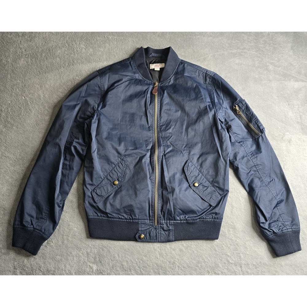 Wallace & Barnes MA-1 Bomber Jacket Men's Small Navy BlueFull Zip Pockets J Crew
